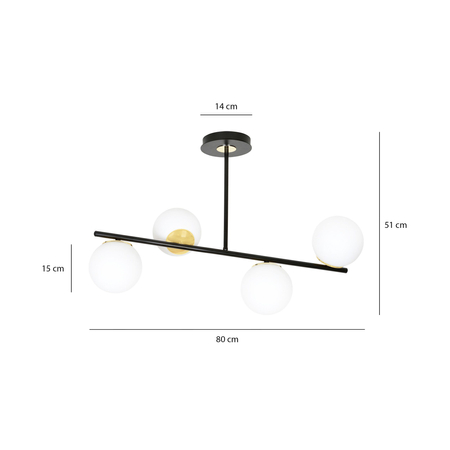 Lampa sufitowa FLOKI 4 BLACK GOLD Emibig 1022/4 biały/czarny