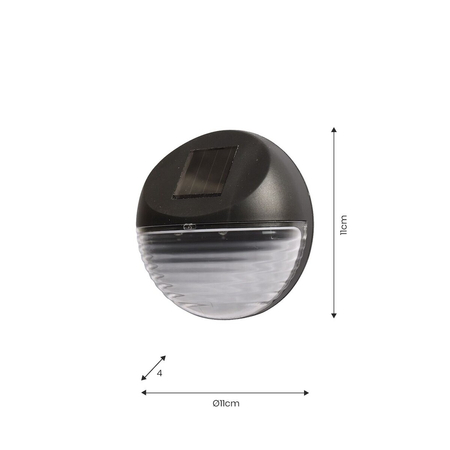 Eko-Light Lampa Solarna Wall 6000K IP44 EKO0606 CZARNY