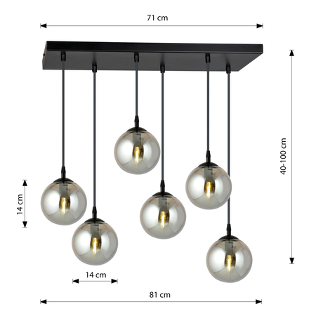 Lampa wisząca COSMO 6 BL GRAFIT Emibig 712/6 czarny