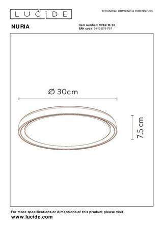 Lampa sufitowa Lucide NURIA 79182/18/30 czarny