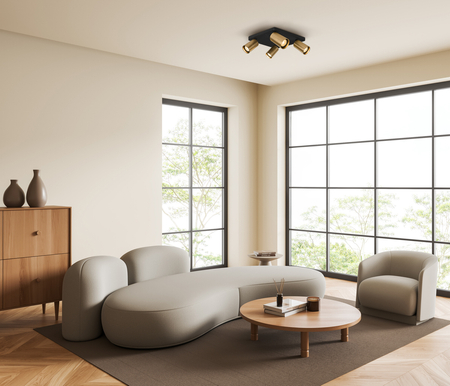 Spot Italux Nesto SPL-23436-4S-BK-BRSS Czarny, mosiężny