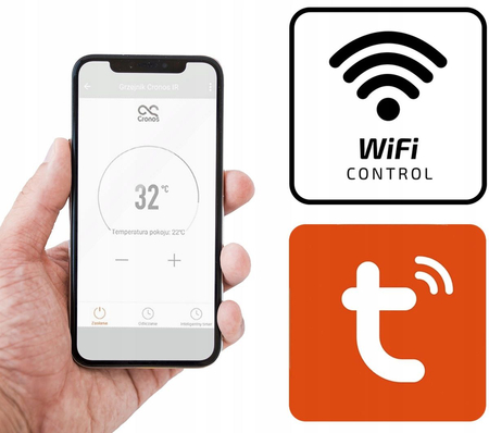 Panel grzewczy Cronos z WiFi i pilotem 480W kolor ramki srebrny