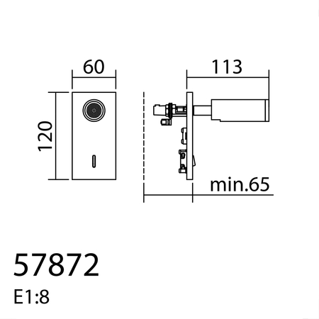 Lampa ścienna podtynkowa ASIA czarny mat LED 3W 120x60mm 3000K + włącznik
