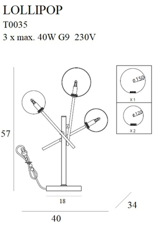 Lampa stołowa Maxlight LOLLIPOP T0035 mosiądz