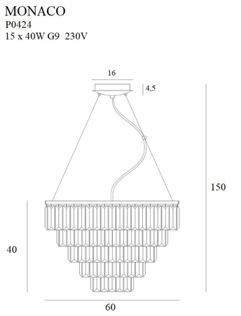 Lampa wisząca Maxlight MONACOP15 P0424 złoty