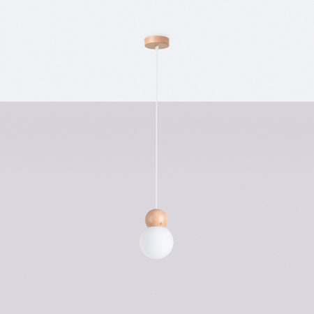 Sollux Lighting Lampa wisząca PEKKA 1 biała/naturalne drewno SL.1390