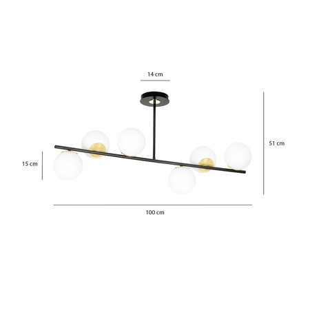 Lampa sufitowa FLOKI 6 BLACK GOLD Emibig 1022/6 biały/czarny