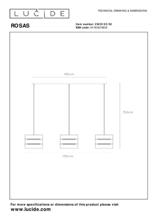 Lampa wisząca Lucide ROSAS 21433/03/30 czarny/złoty