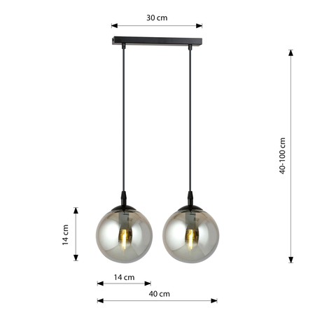 Lampa wisząca COSMO 2 BL GRAFIT Emibig 712/2 czarny