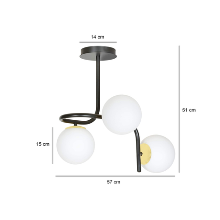 Lampa sufitowa RAGNAR 3 BLACK GOLD Emibig 1032/3 biały/czarny