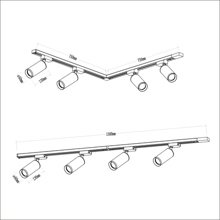 Milagro Zestaw Mica Track Złoty 4xGU10 1,5m ML1152 ZŁOTY