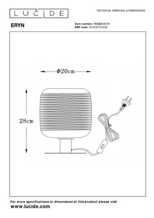 Lampa stołowa Lucide ERYN 70583/01/11 srebrny