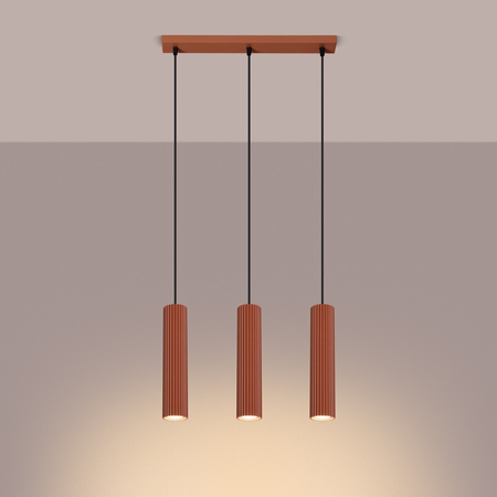 Sollux Lighting Lampa wisząca KARBON 3L ochra czerwona SL.1632