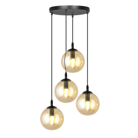 Lampa wisząca COSMO 4 BL PREMIUM MIODOWY Emibig 713/4PREM czarny/złoty