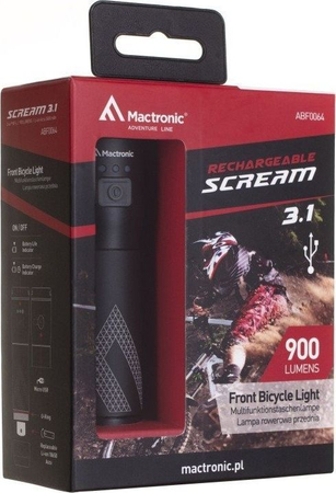 Lampa rowerowa przednia Mactronic Scream 3.1, 900 lm