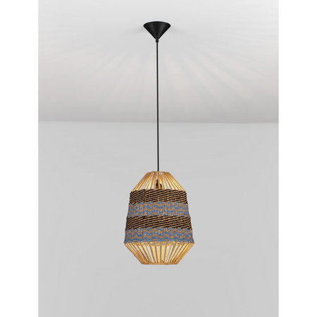 Lampa wisząca Luces Exclusivas BELRITO LE45362 drewno jasne i ciemne, niebieski