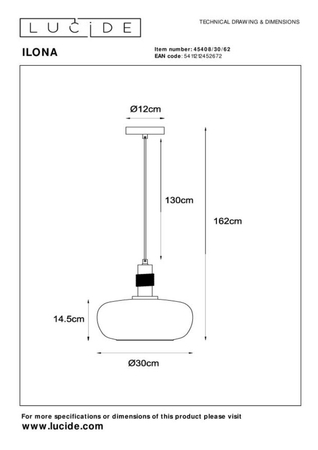 Lampa wisząca Lucide ILONA 45408/30/62 czarny