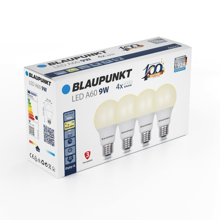 Zestaw 4 sztuk - Blaupunkt Żarówki LED E27 9W WW