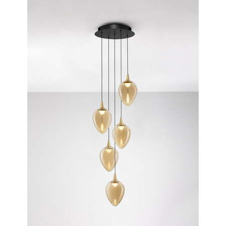 Lampa wisząca Luces Exclusivas VAZENDO LE45120 czarny, złoty i odcienie złota