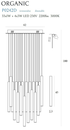 Lampa wisząca Maxlight P0242D złoty