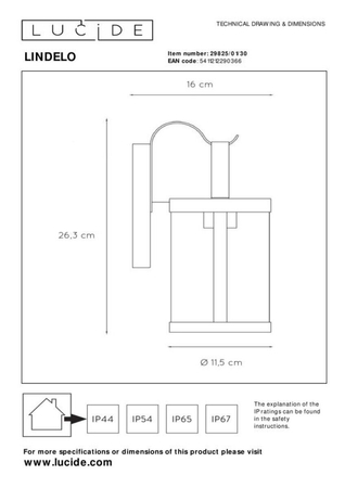 Lampa zewnętrzna Lucide LINDELO 29825/01/30 czarny