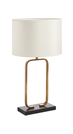 Lampa stołowa RUBI mosiądz antyczny czerwony, czarna podstawa 1xE27 abażur kremowy