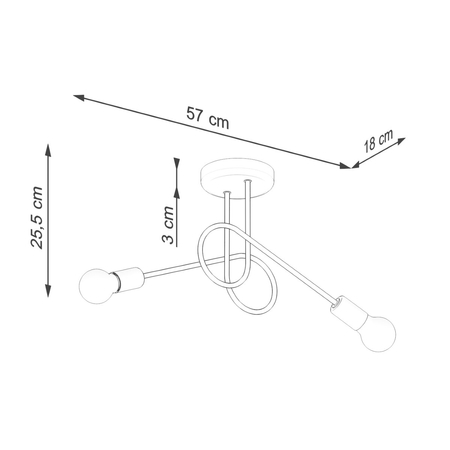 Sollux Lighting Żyrandol LOOP 2 czarny SL.1472