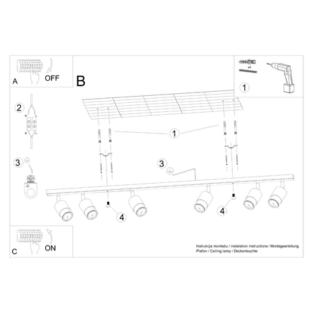 Sollux Lighting Plafon NERO 6 czarny/złoty SL.1073