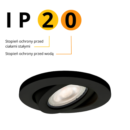 Oczko podtynkowe Lagos okrągłe ruchome 1xGU10 czarna LP-440/1RS BK movable