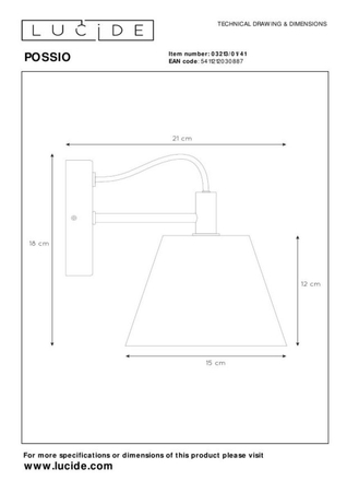 Kinkiet Lucide POSSIO szary 03213/01/41