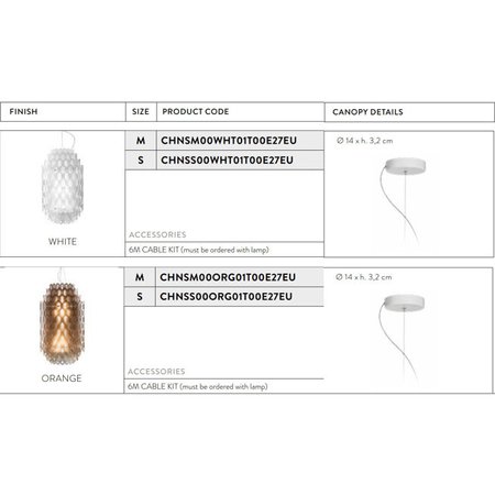Lampa wisząca Slamp CHANTAL - WHITE S CHNSS00WHT01T00E27EU biały