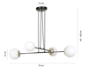 Lampa wisząca OGNIS 4 BLACK Emibig 966/4 biały/czarny