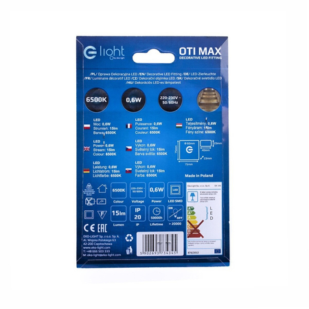 Eko-Light Oprawa schodowa OTI MAX Barwa Zimna 6500K EKS4345 BIAŁY / SREBRNY