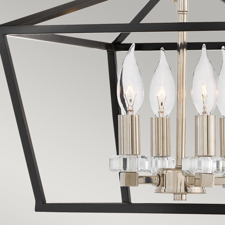 Średnia lampa wisząca / Półplafon Stinson - 4 źródła światła - Czarny / Polerowany nikiel Quintiesse QN-STINSON-4P-M-BK