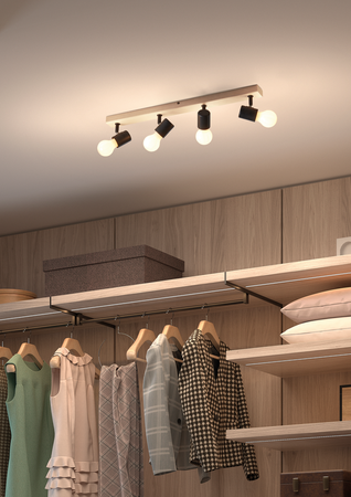 Lampa sufitowa ETNIA R4 biały mat 4xE27, naturalne drewno sosnowe