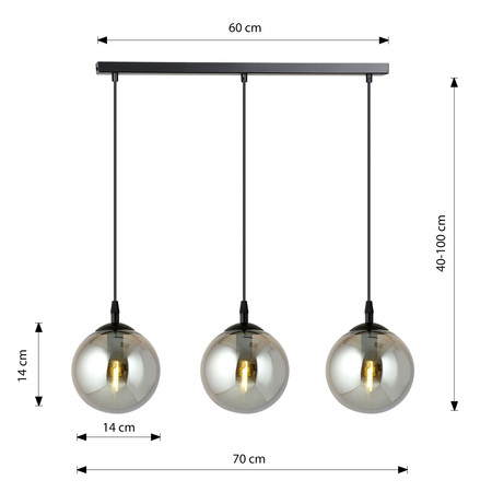 Lampa wisząca COSMO 3 BL GRAFIT Emibig 712/3 czarny