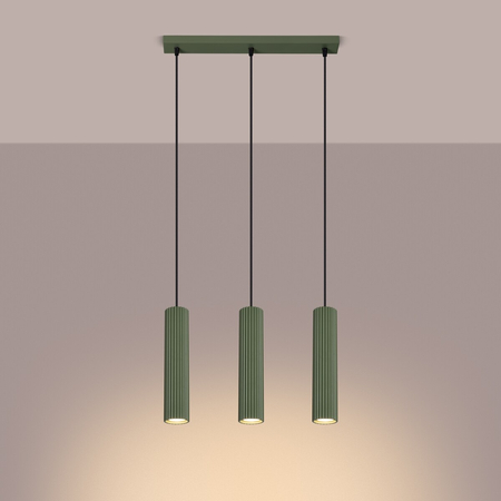 Sollux Lighting Lampa wisząca KARBON 3L zielona oliwka SL.1613