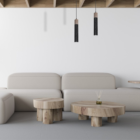 Milagro Lampa wisząca SOLO SAWN BLACK / PATINATED WOOD 1x mini GU10 MLP7469 PRZECIERANY CZARNY / DREWNO PATYNOWANE