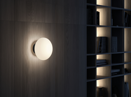 Lampa ścienna PRESS czarny 1xE27 szkło mleczne