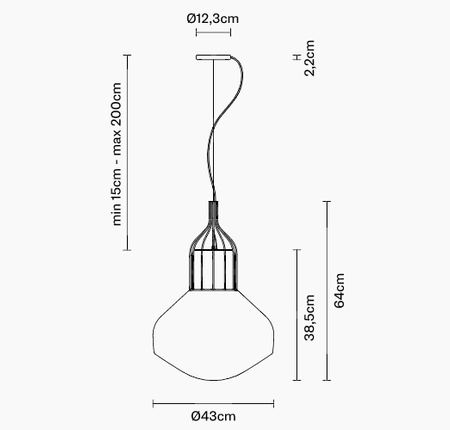 Lampa wisząca Fabbian F27A1341 Aerostat Con Gabbia Ø 430 Rame