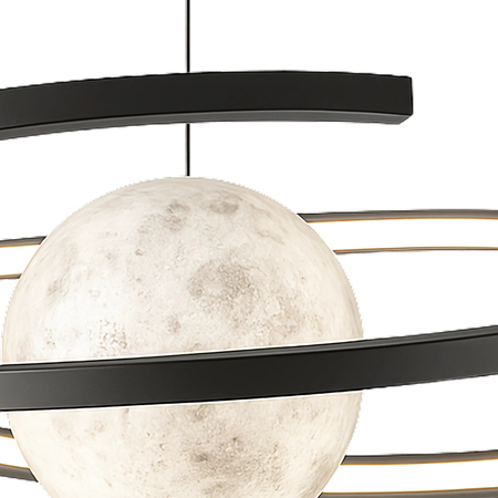 Lampa wisząca Abigali Moon w kształcie księżyca spiralna czarny