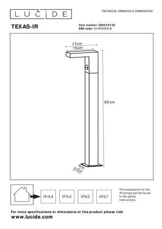Lampa zewnętrzna Lucide TEXAS czarny 28851/61/30