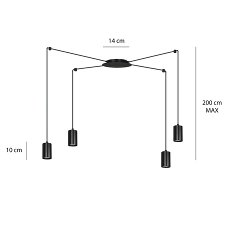 Lampa wisząca TRAKER 4 BL/BLACK Emibig 524/4 czarny