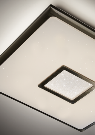 Lampa sufitowa NILA 47x47cm LED 40W 3000-6000K z pilotem (biały z gwiazdami, chrom matowy)