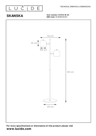 Lampa podłogowa Lucide SKANSKA-LED czarny 3703/10/30