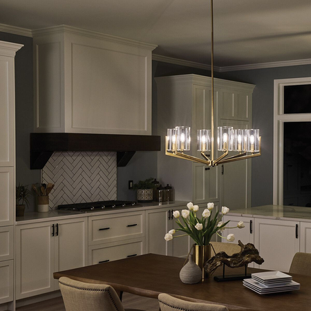 Żyrandol Nye - 6 źródeł światła - Szczotkowany naturalny mosiądz Quintiesse QN-NYE6-BNB