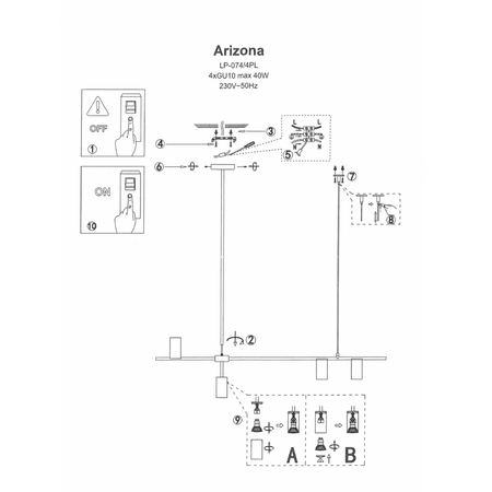 Lampa wisząca Arizona 6xGU10 czarno/złota LP-074/6PL BK/GD