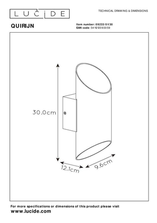 Kinkiet Lucide QUIRIJN 09233/01/30 czarny/złoty