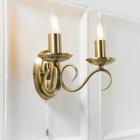 Kinkiet Endon Lighting Bernice 2030-2AN mosiądz