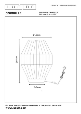 Lampa stołowa Lucide CORDULLE 34543/01/30 czarny